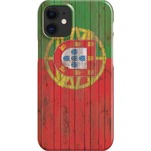 Portuguese Flag Dark Wood iPhone 12 Mini Lite Case