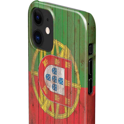 Portuguese Flag Dark Wood iPhone 12 Mini Lite Case