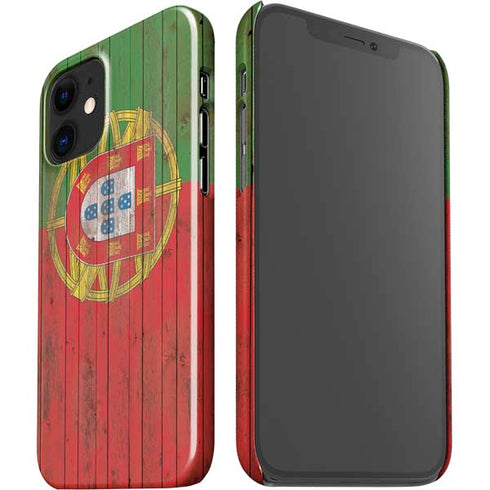 Portuguese Flag Dark Wood iPhone 12 Mini Lite Case