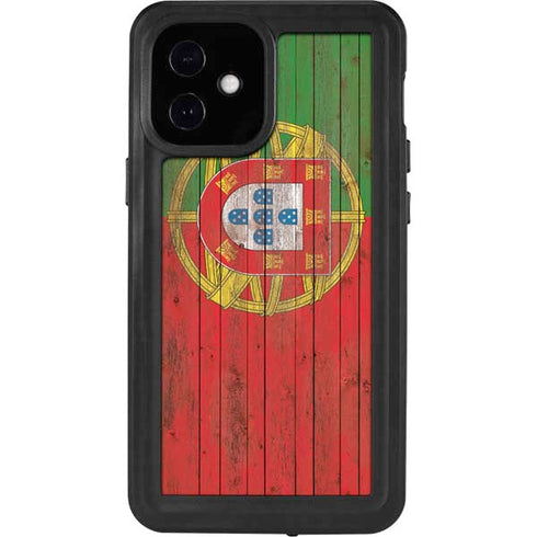 Portuguese Flag Dark Wood iPhone 12 Mini Waterproof Case