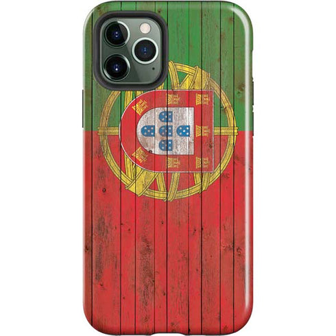 Portuguese Flag Dark Wood iPhone 12 Pro Impact Case