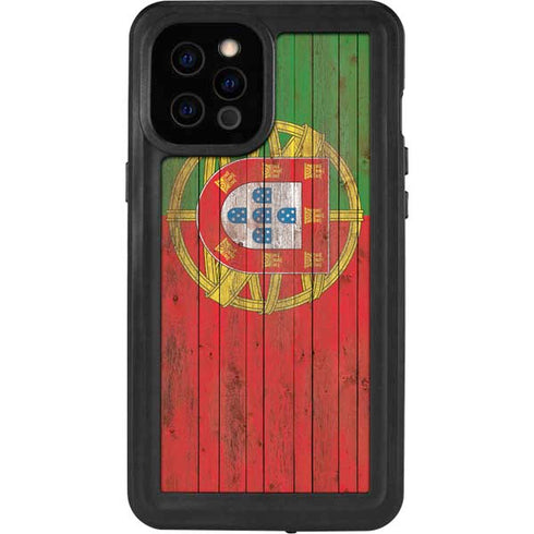 Portuguese Flag Dark Wood iPhone 12 Pro Max Waterproof Case