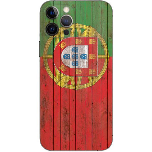Portuguese Flag Dark Wood iPhone 12 Pro Skin