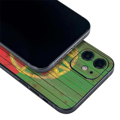 Portuguese Flag Dark Wood iPhone 12 Skin