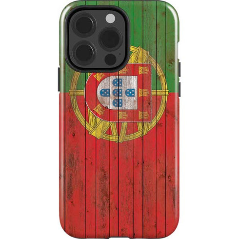 Portuguese Flag Dark Wood iPhone 13 Pro Impact Case