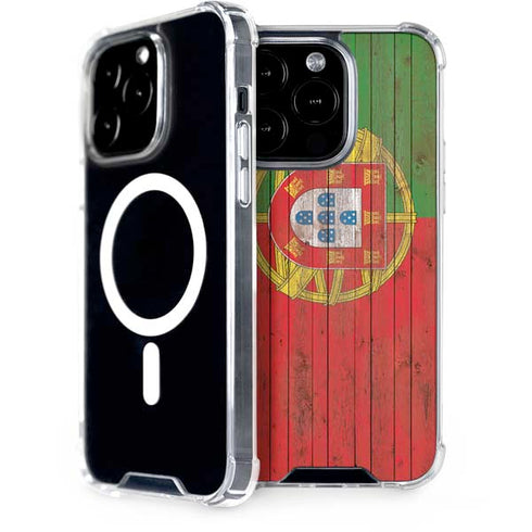 Portuguese Flag Dark Wood iPhone 13 Pro MagSafe Case