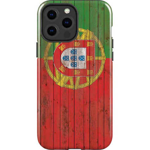 Portuguese Flag Dark Wood iPhone 13 Pro Max Impact Case