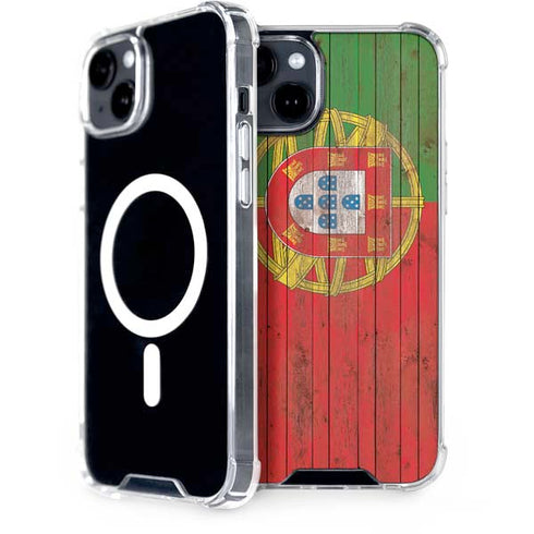 Portuguese Flag Dark Wood iPhone 15 MagSafe Case
