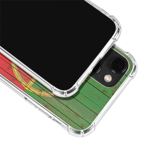 Portuguese Flag Dark Wood iPhone 15 Plus Clear Case
