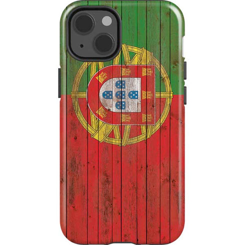 Portuguese Flag Dark Wood iPhone 14 Impact Case