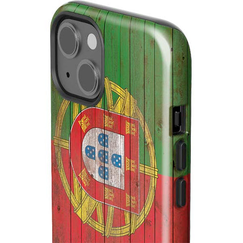 Portuguese Flag Dark Wood iPhone 15 Impact Case
