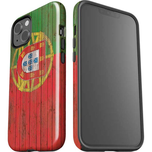 Portuguese Flag Dark Wood iPhone 14 Impact Case