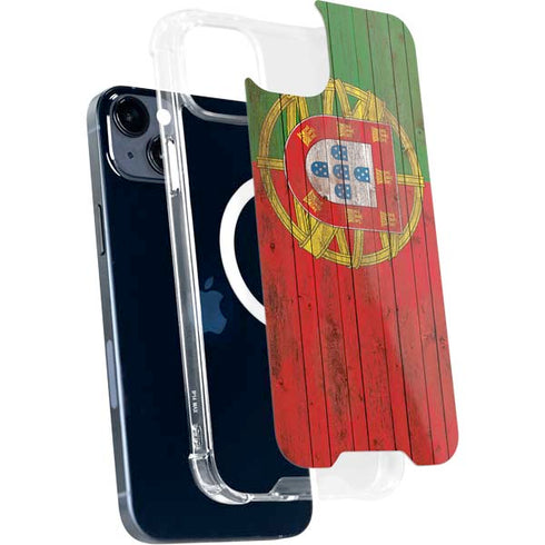 Portuguese Flag Dark Wood iPhone 15 Plus MagSafe Case