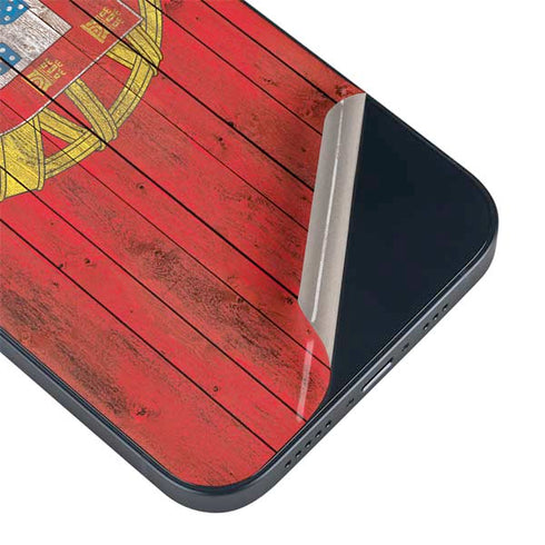 Portuguese Flag Dark Wood iPhone 15 Plus Skin