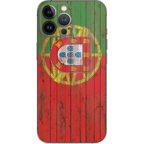 Portuguese Flag Dark Wood iPhone 14 Pro Max Skin