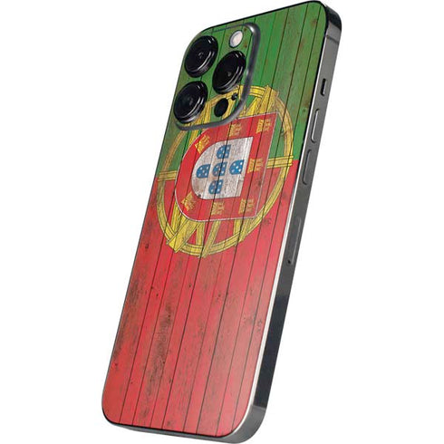 Portuguese Flag Dark Wood iPhone 14 Pro Skin