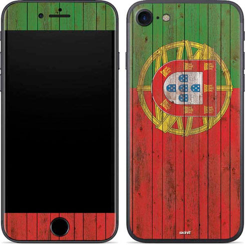 Portuguese Flag Dark Wood iPhone 8 Skin