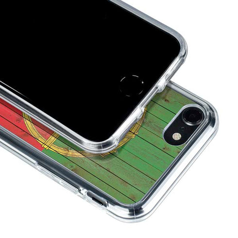 Portuguese Flag Dark Wood iPhone SE (2nd & 3rd Gen) Clear Case