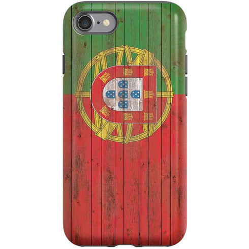 Portuguese Flag Dark Wood iPhone SE (2nd & 3rd Gen) Pro Case