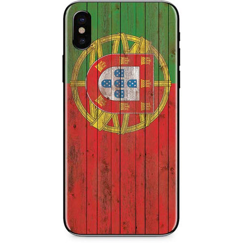 Portuguese Flag Dark Wood iPhone X Skin