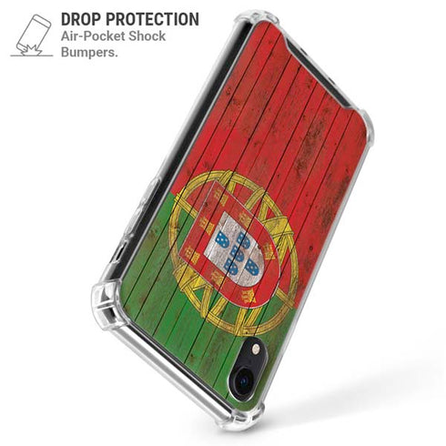 Portuguese Flag Dark Wood iPhone XR Clear Case