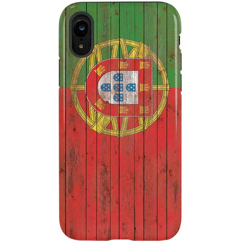 Portuguese Flag Dark Wood iPhone XR Pro Case