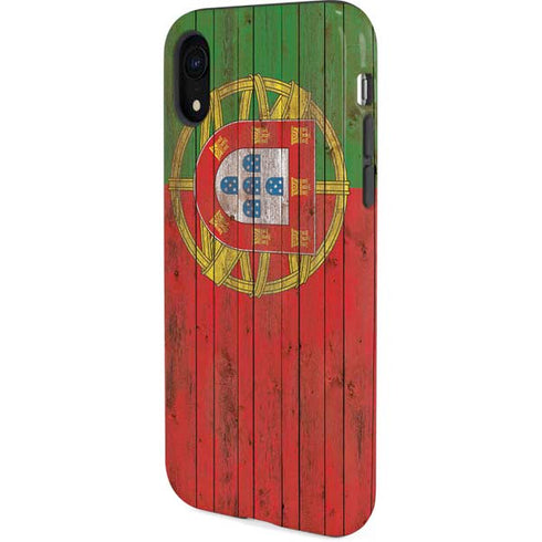 Portuguese Flag Dark Wood iPhone XR Pro Case