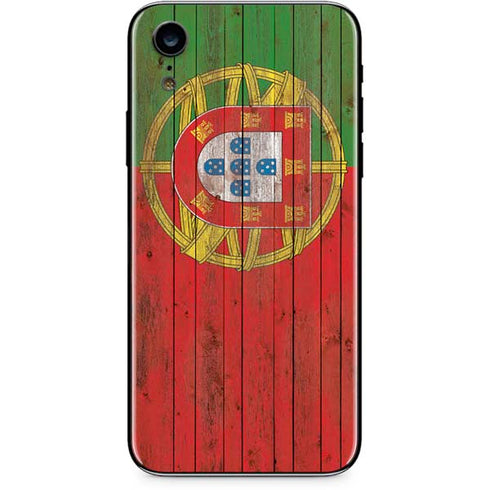 Portuguese Flag Dark Wood iPhone XR Skin