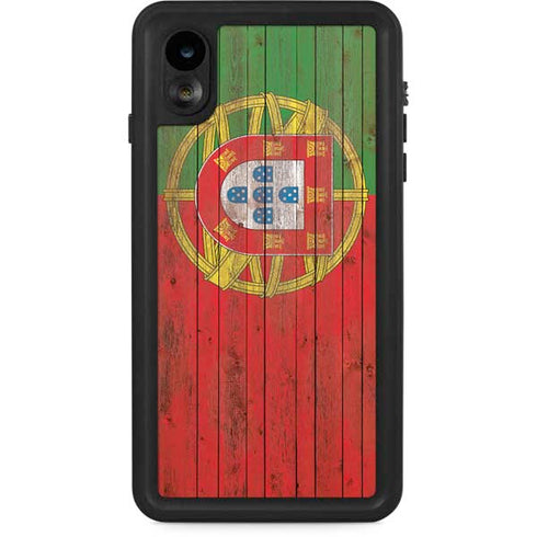 Portuguese Flag Dark Wood iPhone XR Waterproof Case