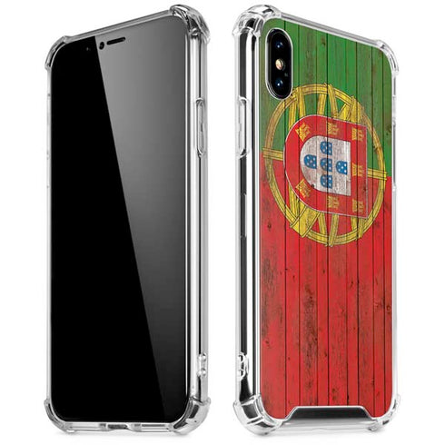 Portuguese Flag Dark Wood iPhone XS Max Clear Case
