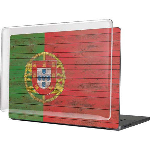 Portuguese Flag Dark Wood MacBook Pro 16in (2021-25) Case plus Skin