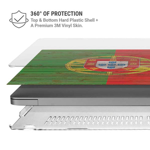 Portuguese Flag Dark Wood MacBook Pro 16in (2021-25) Case plus Skin
