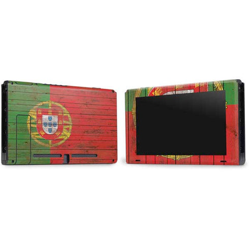 Portuguese Flag Dark Wood Nintendo Switch Bundle Skin