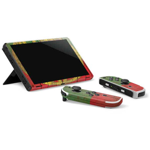 Portuguese Flag Dark Wood Nintendo Switch OLED (2021) Skin
