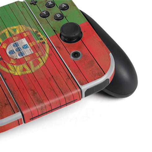 Portuguese Flag Dark Wood Nintendo Switch OLED (2021) Skin