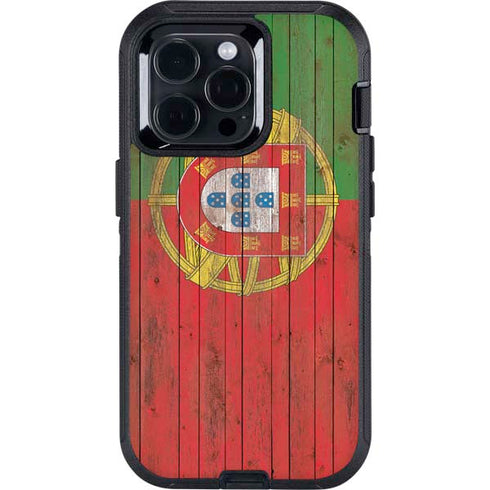 Portuguese Flag Dark Wood Otterbox Defender iPhone Skin