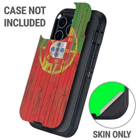 Portuguese Flag Dark Wood Otterbox Defender iPhone Skin