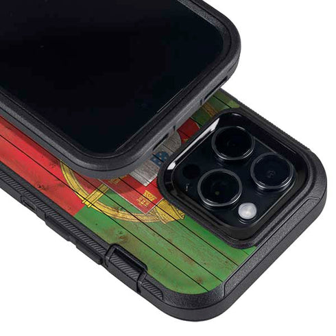 Portuguese Flag Dark Wood Otterbox Defender iPhone Skin