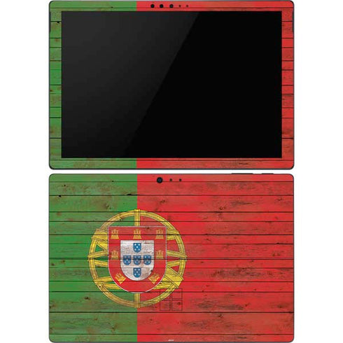 Portuguese Flag Dark Wood Surface Pro 6 Skin
