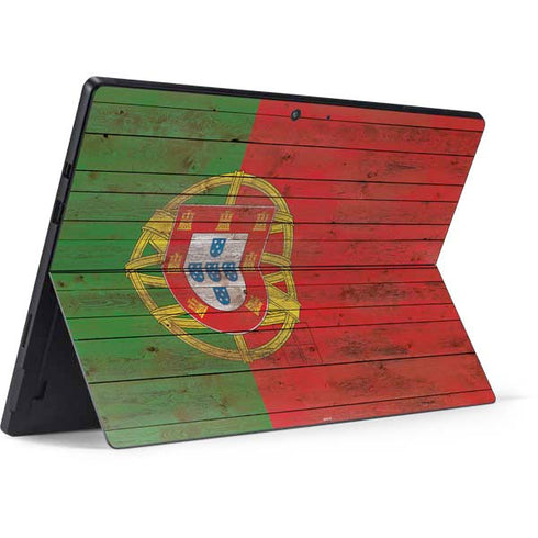 Portuguese Flag Dark Wood Surface Pro 7 Skin