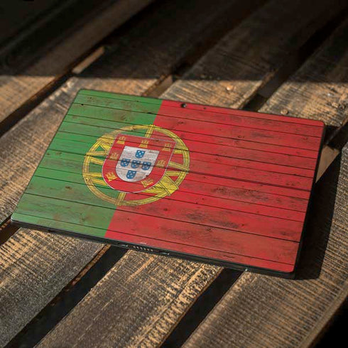 Portuguese Flag Dark Wood Surface Pro 7 Skin