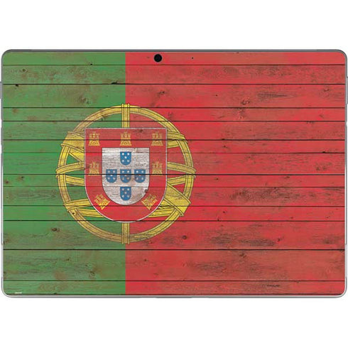 Portuguese Flag Dark Wood Surface Pro 8 Skin