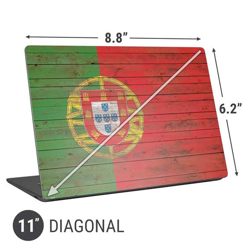 Portuguese Flag Dark Wood Universal Laptop 11in (8.8 x 6.2in) Skin