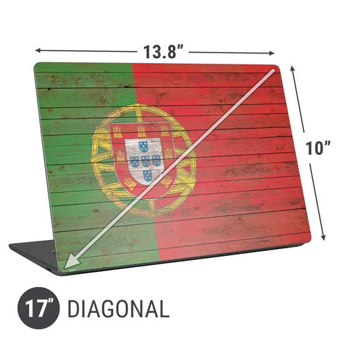 Portuguese Flag Dark Wood Universal Laptop 17in (13.8 x 10in) Skin