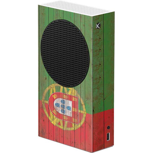 Portuguese Flag Dark Wood Xbox Series S Console Skin