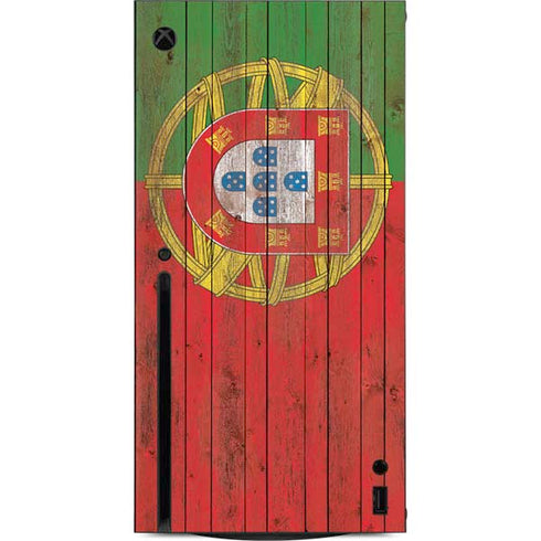 Portuguese Flag Dark Wood Xbox Series X Console Skin