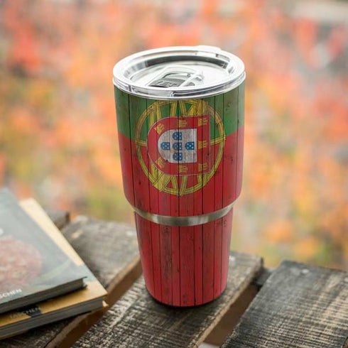 Portuguese Flag Dark Wood Yeti 30oz Rambler Tumbler Skin