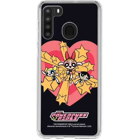 Cartoon Network Powerpuff Girls Gold Stars Galaxy A21 Clear Case