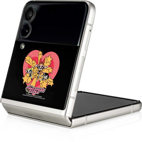 Cartoon Network Powerpuff Girls Gold Stars Galaxy Z Flip4 5G Skin