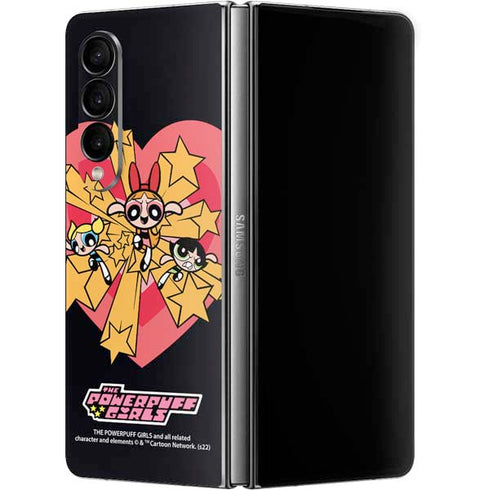 Cartoon Network Powerpuff Girls Gold Stars Galaxy Z Fold4 5G Skin